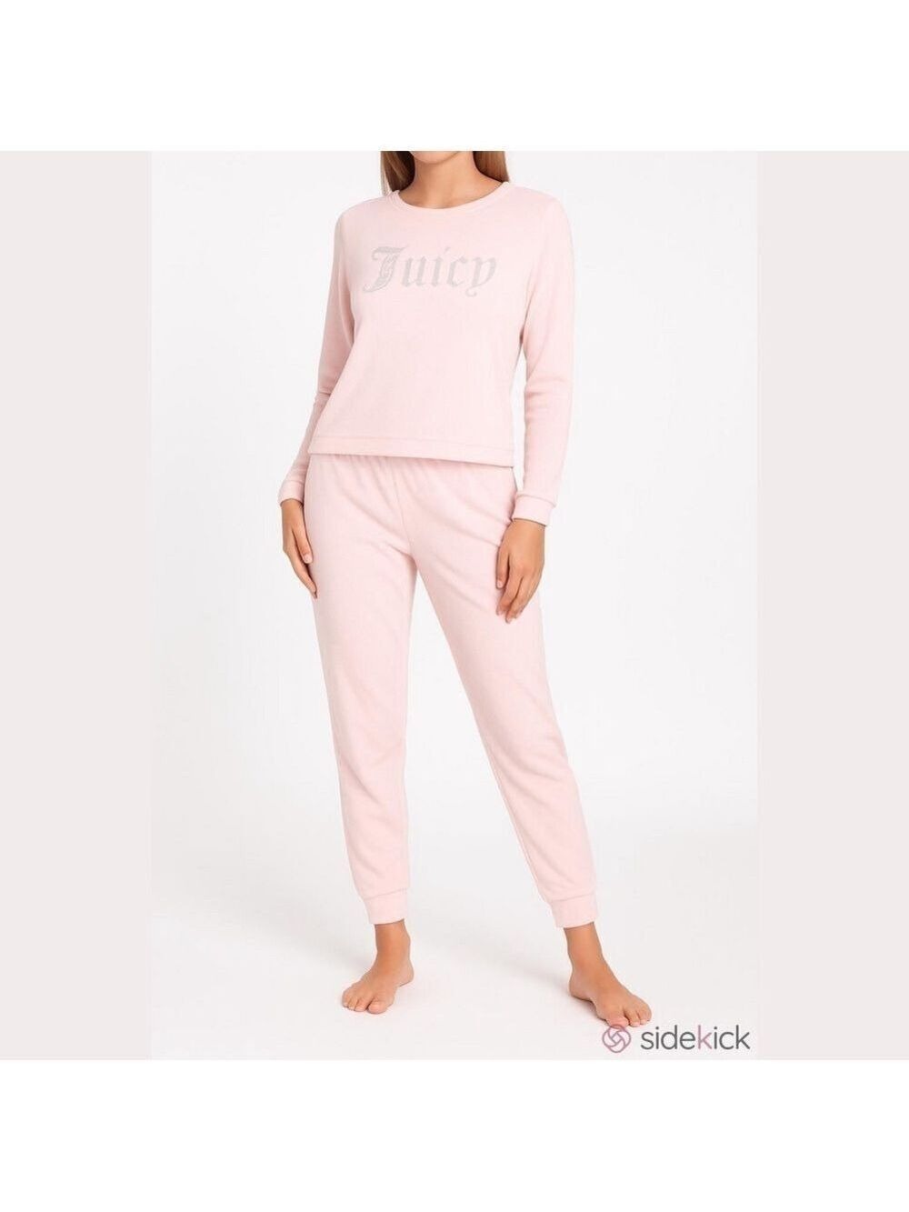 JUICY Couture Barbie Velour Bling Lounge Jogger Pajama Y2K Sleepwear Pink L